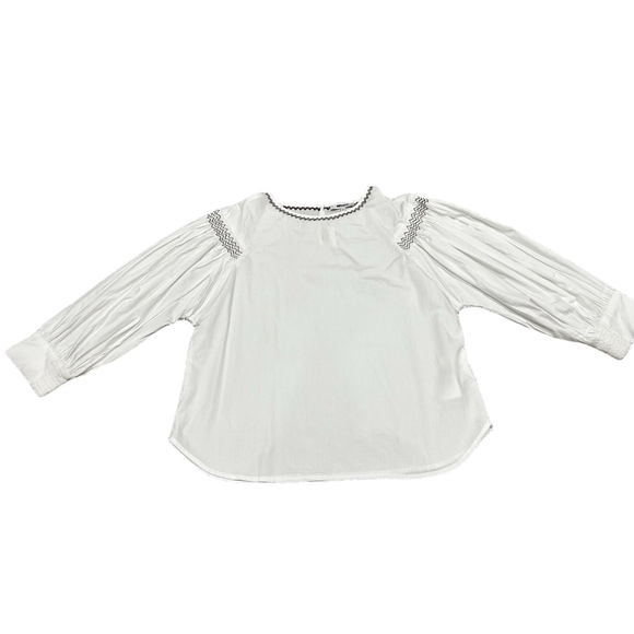 116. NWT Madewell Embroidered Poplin Balloon-Sleeve Top in white Medium - Picture 2 of 9